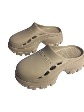 Hunter Women Bryce Clogs Light Natural  7 US Slip-On Waterproof Chunky Platform